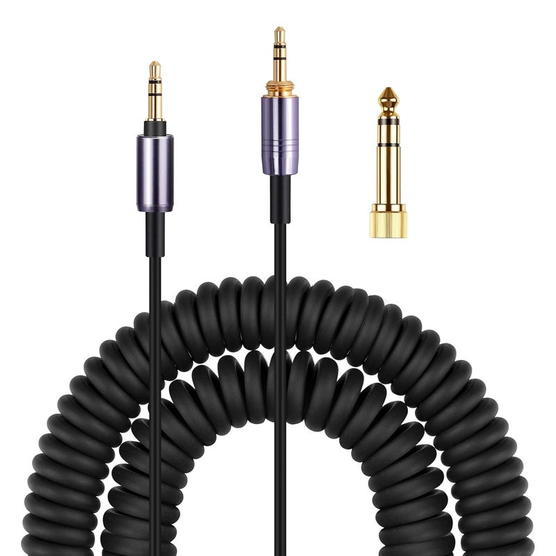 weishan WH-1000XM3 Coiled Audio Cable Replacement for Sony WH-1000XM4, WH-1000XM2 Headsets, 1/8” Extension Cord with 1/4” Adapter Works on PS5 PS4 PC Smartphone Xbox One, 4ft to 14ft - Image 1
